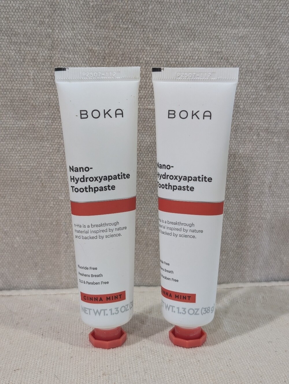 Boka Toothpaste 1.3oz Cinna Mint 2 pcs Sealed Flouride SLS Paraben Free Travel
